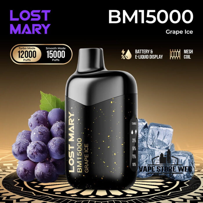 Buy LOST MARY BM15000 Puffs Disposable Vape Price in Dubai Grape Ice