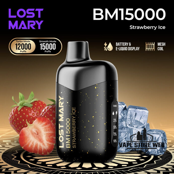 Buy LOST MARY BM15000 Puffs Disposable Vape Price in Dubai Strawberry Ice