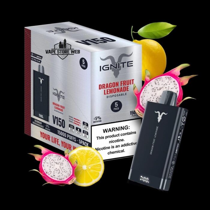 ignite v150 15000 puffs disposable vape in dubai dragon fruit lemonade