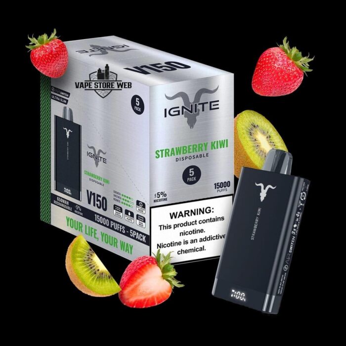 ignite v150 15000 puffs disposable vape in dubai strawberry kiwi