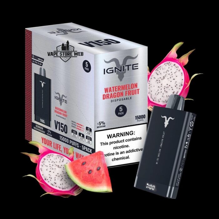 ignite v150 15000 puffs disposable vape in dubai watermelon dragon fruit