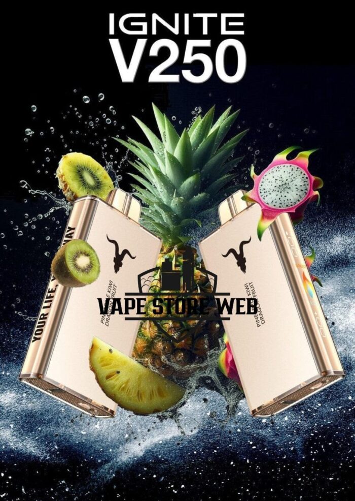 ignite v250 25k puffs disposable vape in dubai pineapple kiwi dragon fruit