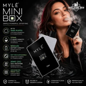 myle mini box 1500 puffs 20mg disposable vapebox of 10 in dubai