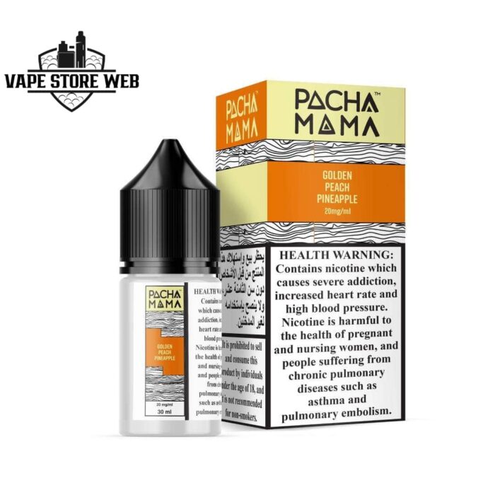 pacha mama 30ml 20mg saltnic in dubai golden peach pineapple