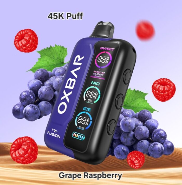 Oxbar TRI Fusion 45000 Puffs Disposable Vape in Dubai Grape Raspberry