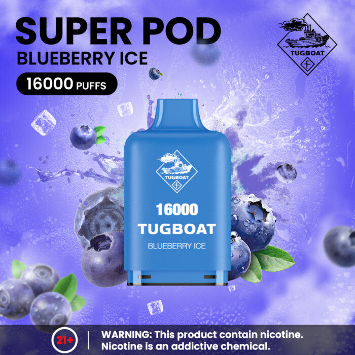 Tugboat Super 16000 Pod Cartridges Disposable Vape Blueberry