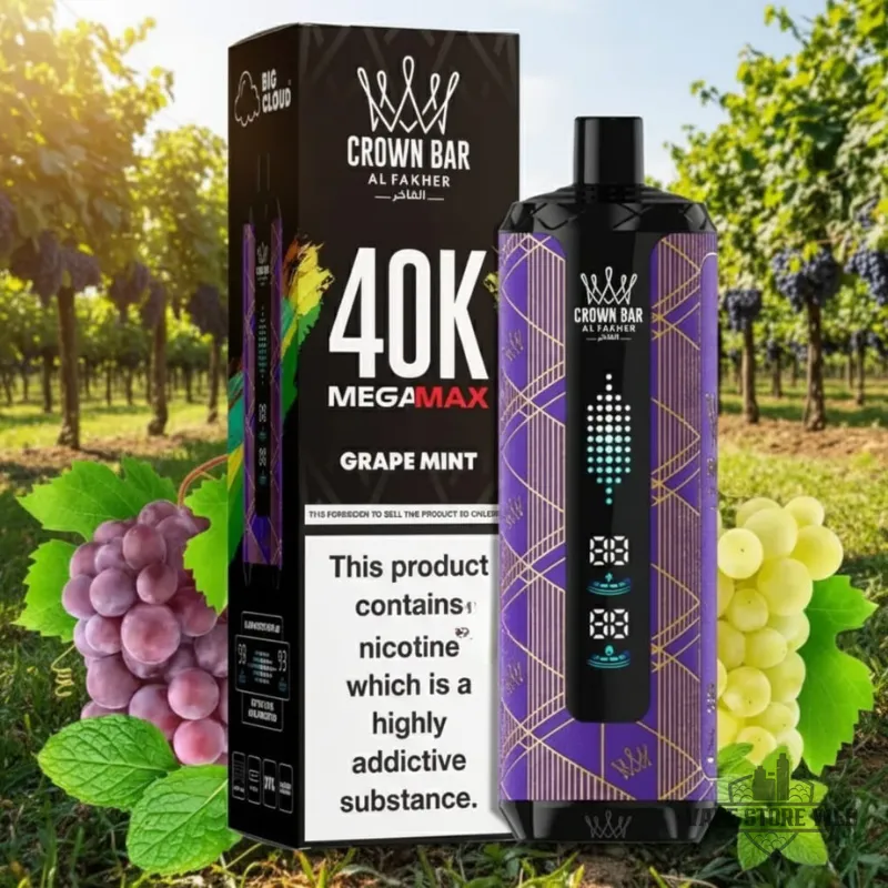 Al Fakher Crown Bar Mega Max 40K Disposable Vape in Dubai 9 Al Fakher Crown Bar Mega Max 40k Disposable Vape In Dubai Grape Mint