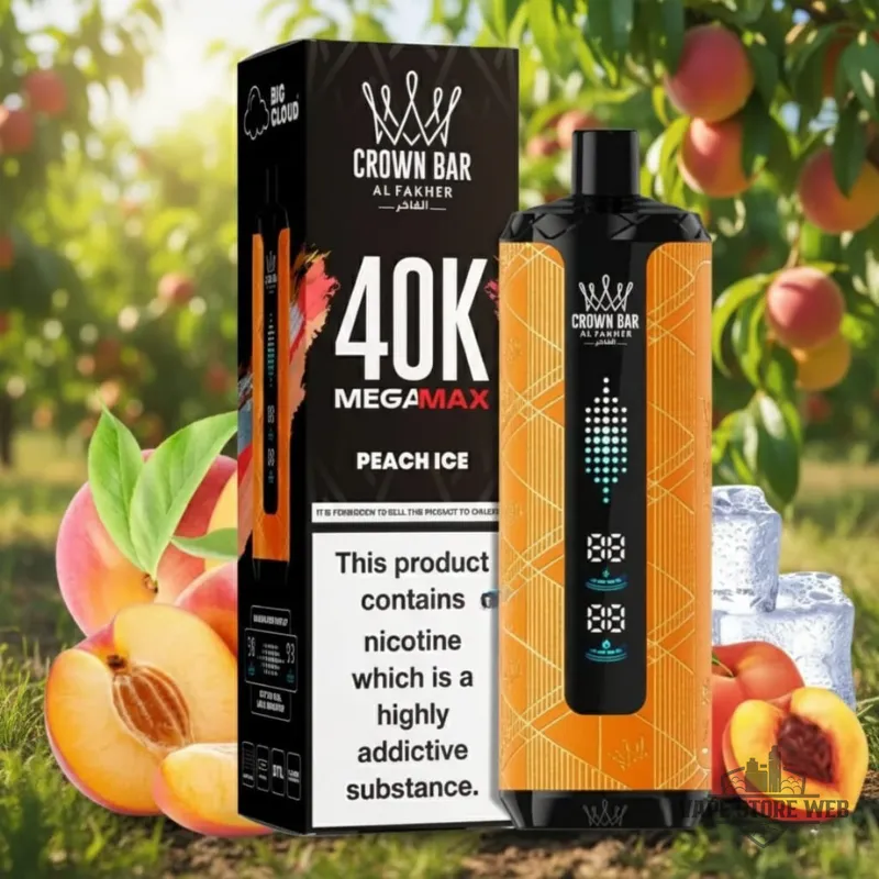 Al Fakher Crown Bar Mega Max 40K Disposable Vape in Dubai 16 Al Fakher Crown Bar Mega Max 40k Disposable Vape In Dubai Peach Ice