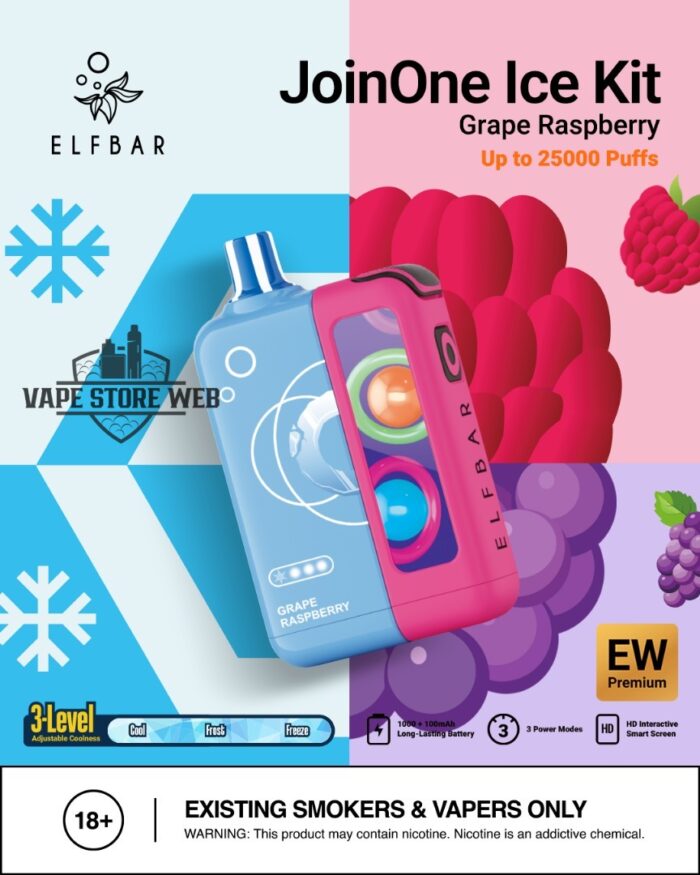 elf bar joinone ice kit in uae grape raspberry