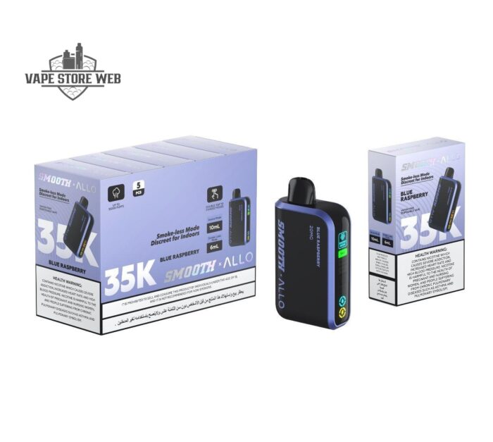 smooth allo 35000 puffs 20mg blue raspberry