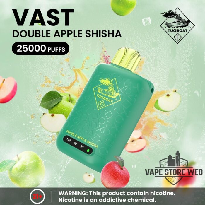 tugboat vast 25k 50mg double apple shisha