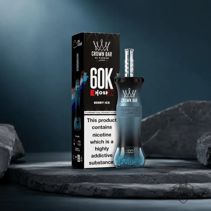 Crown Bar Al Fakher E Hose X 60000 Puffs 6mg nicotine 0.6 resistance shisha in Dubai 21 crown bar al fakher e hose x 60000 puffs 6mg nicotine 06 resistance shisha in dubai berry ice
