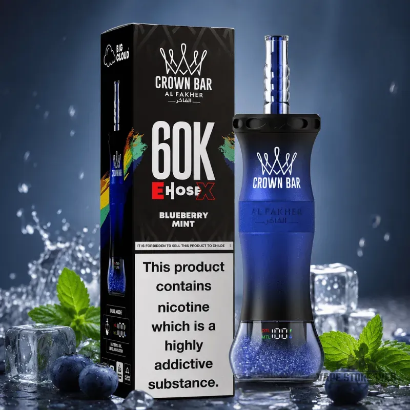Crown Bar Al Fakher E Hose X 60000 Puffs 6mg nicotine 0.6 resistance shisha in Dubai 22 crown bar al fakher e hose x 60000 puffs 6mg nicotine 06 resistance shisha in dubai blueberry mint