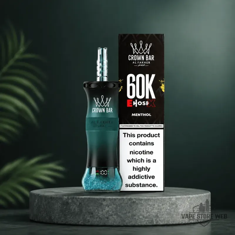 Crown Bar Al Fakher E Hose X 60000 Puffs 6mg nicotine 0.6 resistance shisha in Dubai 26 crown bar al fakher e hose x 60000 puffs 6mg nicotine 06 resistance shisha in dubai menthol