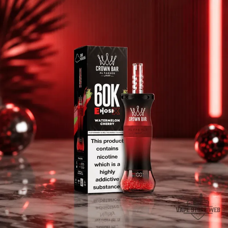 Crown Bar Al Fakher E Hose X 60000 Puffs 6mg nicotine 0.6 resistance shisha in Dubai 18 crown bar al fakher e hose x 60000 puffs 6mg nicotine 06 resistance shisha in dubai watermelon cherry