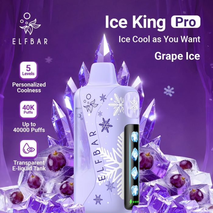 elfbar ice king pro 40000 puffs disposable vape in Dubai grape ice