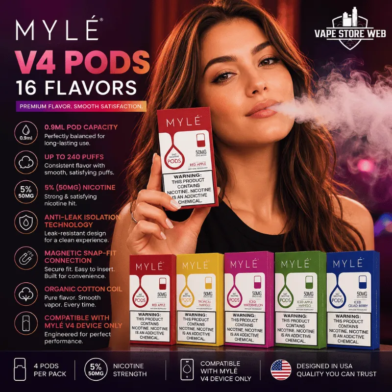 Myle V4 Pods 16 Flavors | Best Myle Vape In Dubai UAE(5pc/pack) 1 myle v4 pods 16 flavors best myle vape in dubai uae5pcpack