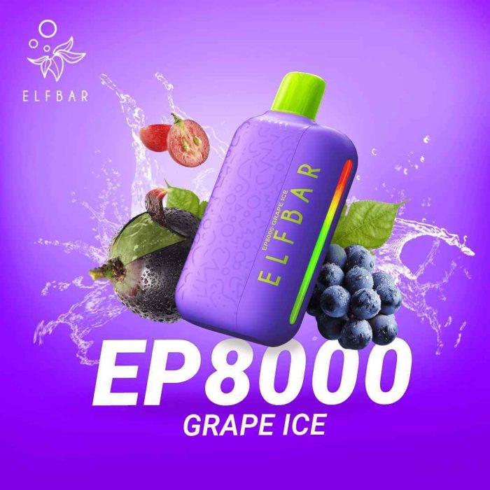 Elfbar ep 8000 puffs 5_(50mg) none rechargeable disposable vape in Dubai GRAPE-ICE