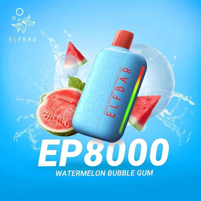 Elfbar ep 8000 puffs 5_(50mg) none rechargeable disposable vape in Dubai WATERMELON-BUBBLE-GUM