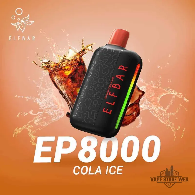 Elfbar ep 8000 puffs 5%(50mg) none rechargeable disposable vape in Dubai 2 elfbar ep 8000 puffs 550mg none rechargeable disposable vape in dubai cola ice