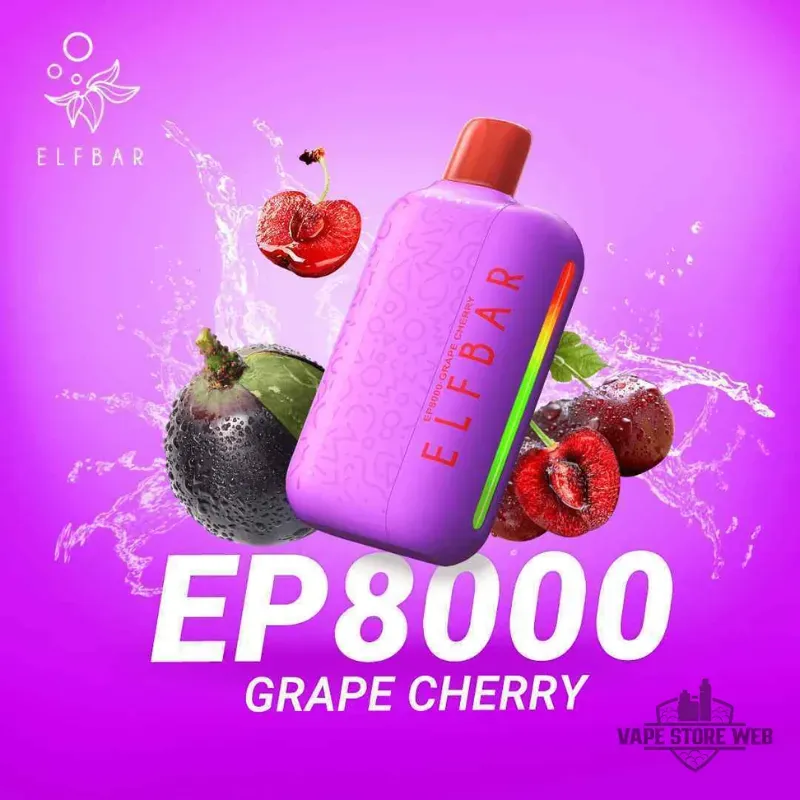 Elfbar ep 8000 puffs 5%(50mg) none rechargeable disposable vape in Dubai 4 elfbar ep 8000 puffs 550mg none rechargeable disposable vape in dubai grape cherry
