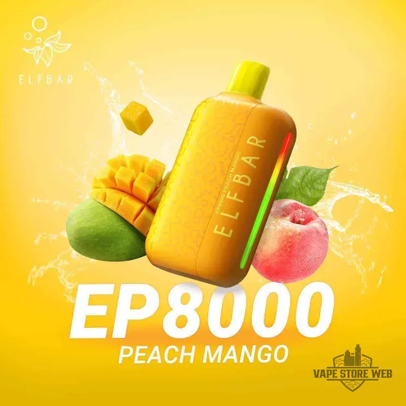 Elfbar ep 8000 puffs 5%(50mg) none rechargeable disposable vape in Dubai 9 elfbar ep 8000 puffs 550mg none rechargeable disposable vape in dubai peach mango