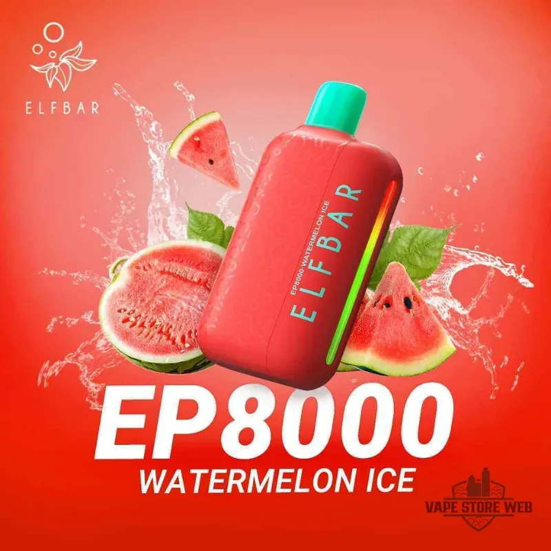 Elfbar ep 8000 puffs 5%(50mg) none rechargeable disposable vape in Dubai 12 elfbar ep 8000 puffs 550mg none rechargeable disposable vape in dubai watermelon ice