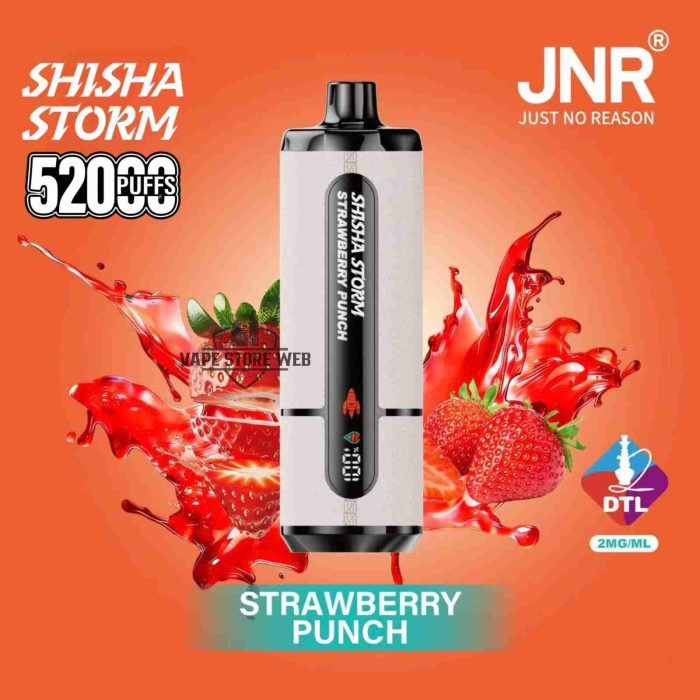 JNR Shisha Storm 52000 Puffs Disposable Vape 2mg DTL in the UAE strawberry punch