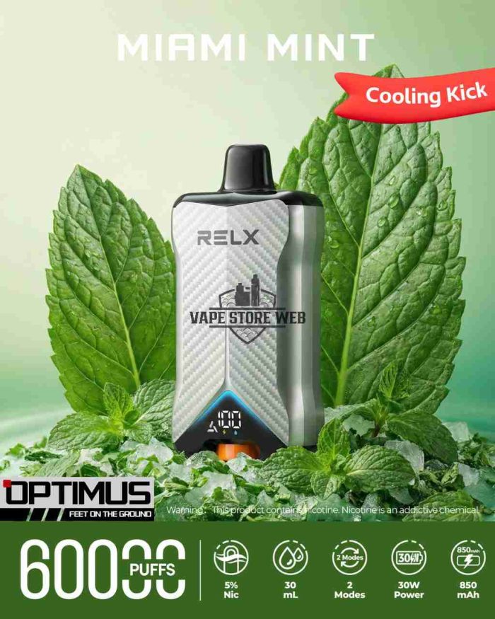 relx optimus up to 60000 puffs 50mg miami mint