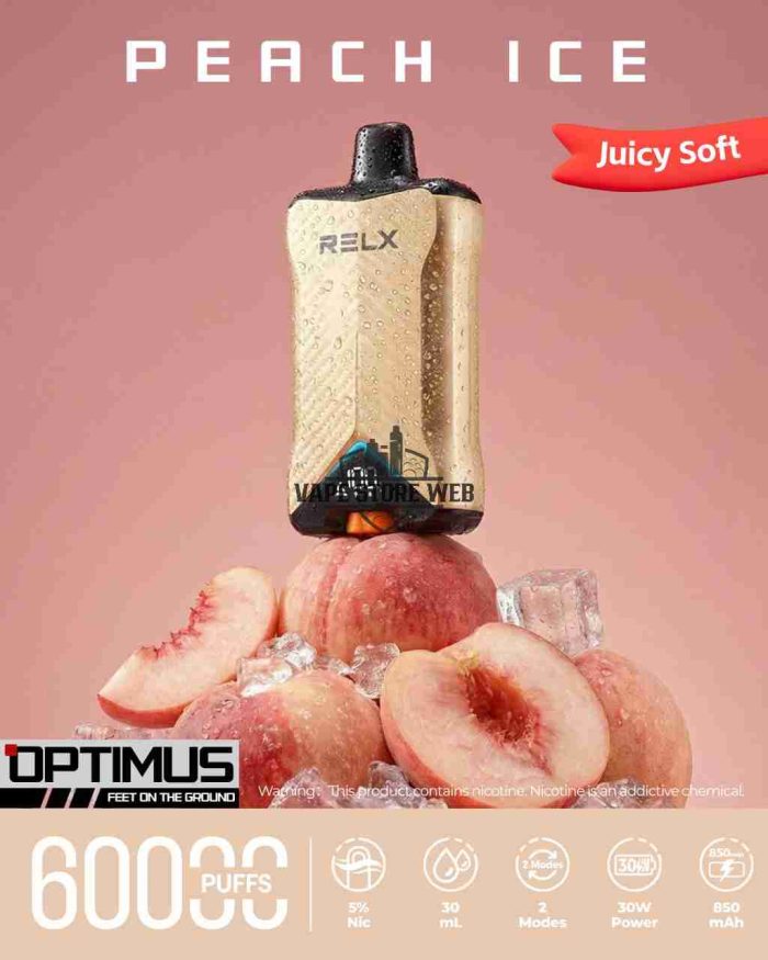 relx optimus up to 60000 puffs 50mg peach ice