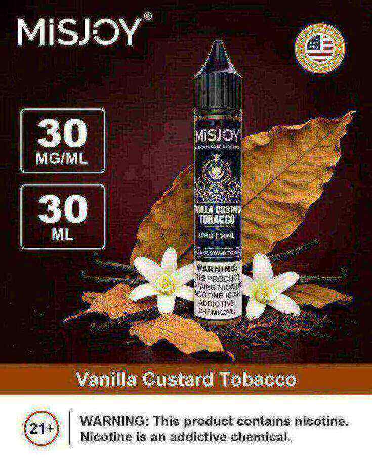 Misjoy premium salt nicotine 30mg 30mg E liquid USA brand in Dubai Vanilla Custard Tabacco