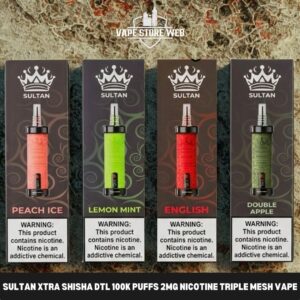 Sultan Xtra Shisha Dtl 100k Puffs 2mg Nicotine Triple Mesh Vape