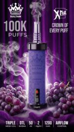 Sultan xtra shisha Dtl 100k puffs 2mg nicotine triple mesh vape in Dubai grape