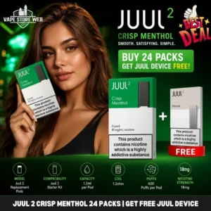 Juul 2 Crisp Menthol 24 packs | Get Free Juul Device