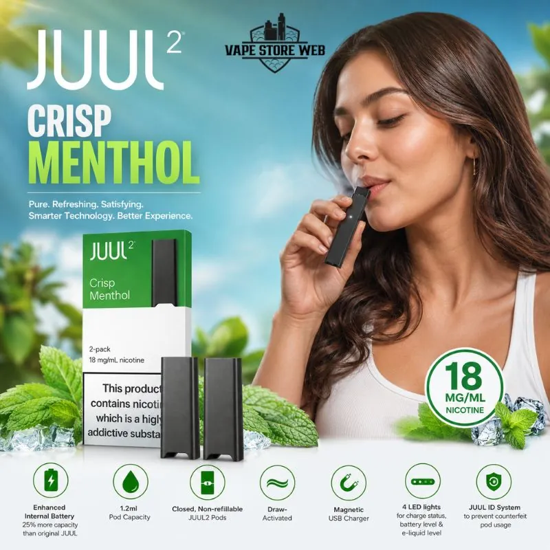 Juul 2 Pod System Crisp Menthol in Dubai 1 Juul 2 Pod System Crisp Menthol In Dubai