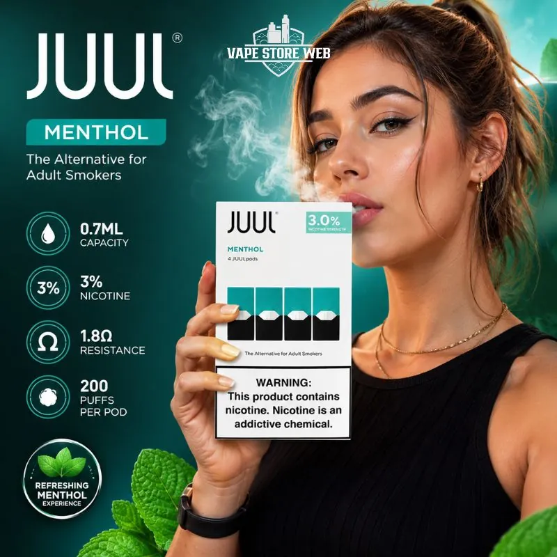 JUUL PODS DUBAI Menthol 3% 1 Juul Pods Dubai Menthol 3