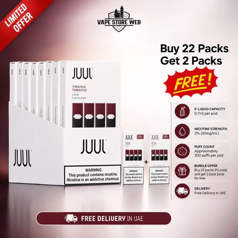 Juul Pods Virginia Tobacco 3% 22 packs | Get Free 2 Packs 2 Juul Pods Virginia Tobacco 3 22 Packs Get Free 2