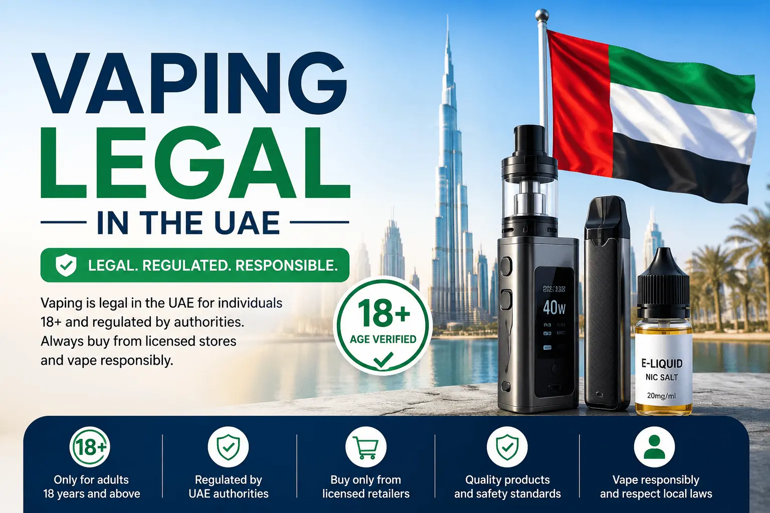 Is Vaping Legal in the UAE? 2026 Rules, Nicotine Limits & ECAS 1 Vaping Legal in the UAE