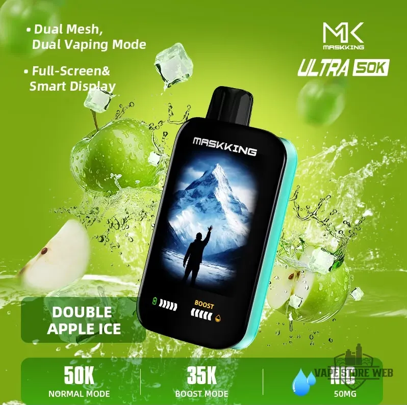 Maskking Ultra 50000 Puffs Disposable 50mg in the UAE 9 Maskking Ultra 50000 Puffs Disposable 50mg In The Uae Double Apple Ice
