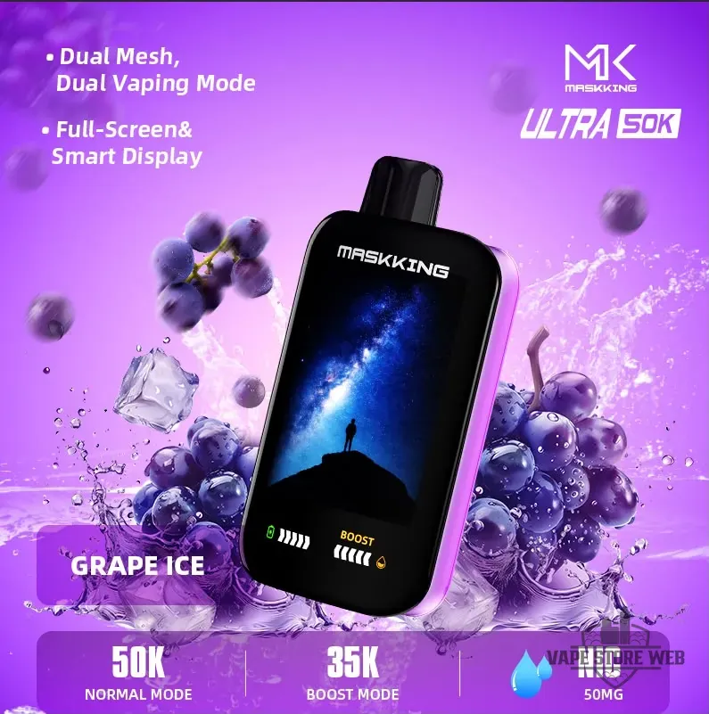 Maskking Ultra 50000 Puffs Disposable 50mg in the UAE 12 Maskking Ultra 50000 Puffs Disposable 50mg In The Uae Grape Ice