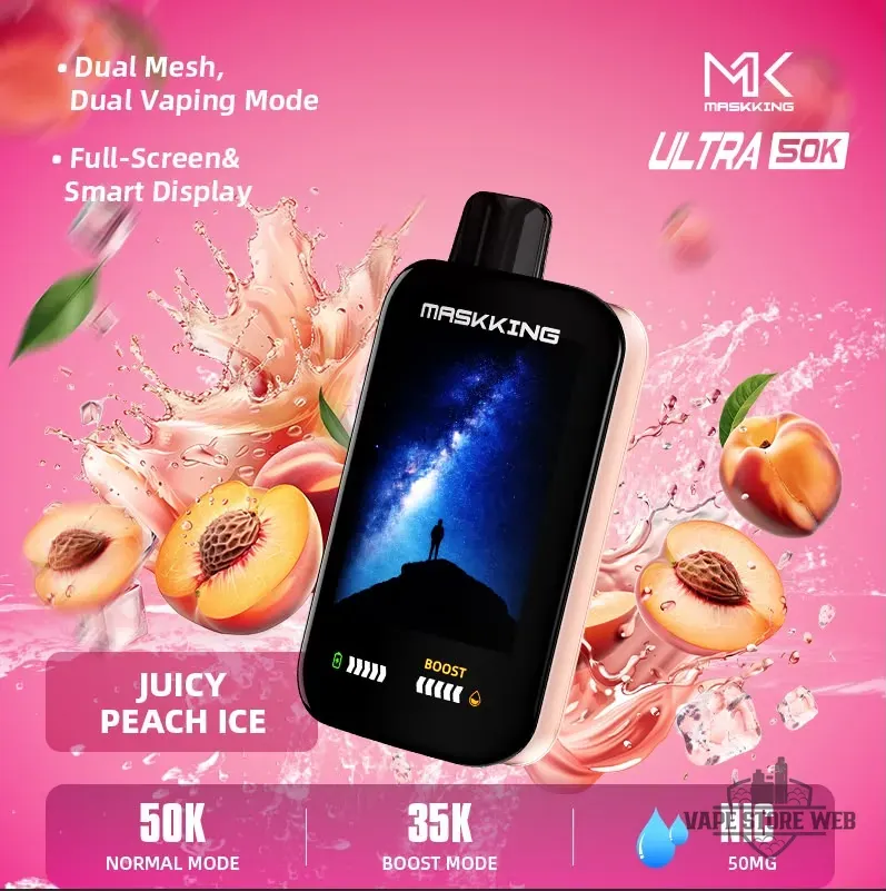 Maskking Ultra 50000 Puffs Disposable 50mg in the UAE 7 Maskking Ultra 50000 Puffs Disposable 50mg In The Uae Juicy Peach Ice