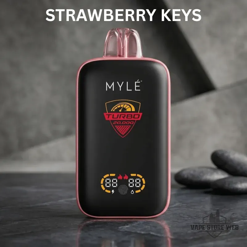 MYLE Turbo 20000 Puffs 50MG Disposable Vape 2 myle turbo 20000 puffs 50mg disposable vape strawberry keys