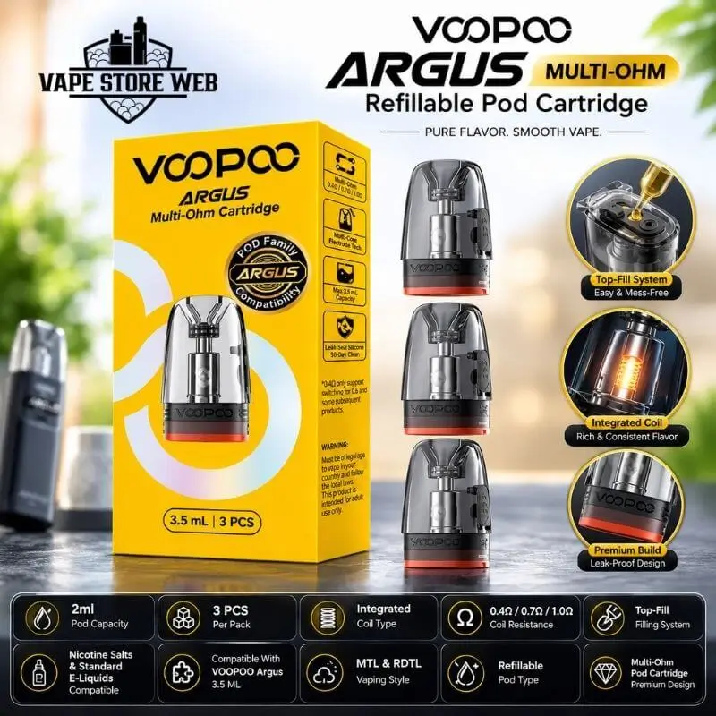 VOOPOO ARGUS Multi Ohm Cartridge 3.5 ML in UAE 1 VOOPOO-ARGUS-Multi-Ohm-Cartridge-3.5-ML-in-UAE-