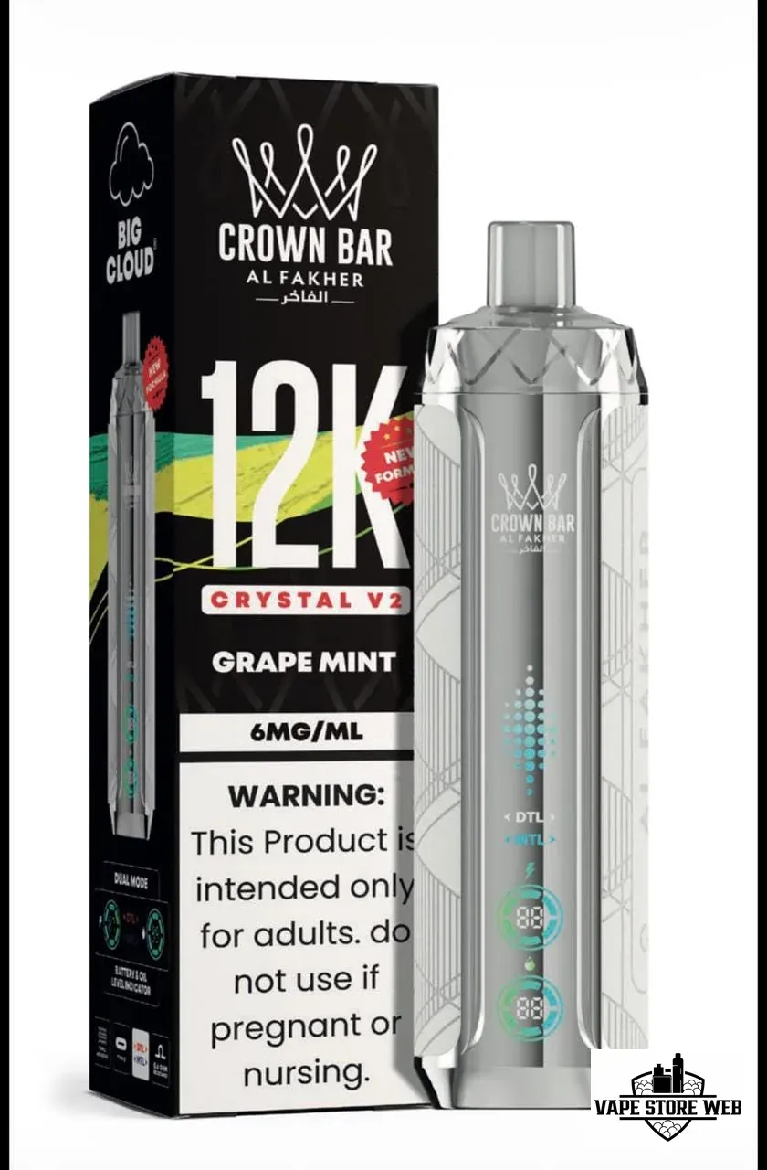 Al Fakher Crown Bar 12K Crystal V2 Disposable Vape 12000 Puffs in UAE 11 al-fakher-crown-bar-12k-crystal-v2-disposable-vape-12000-puffs-in-uae-grape-mint.