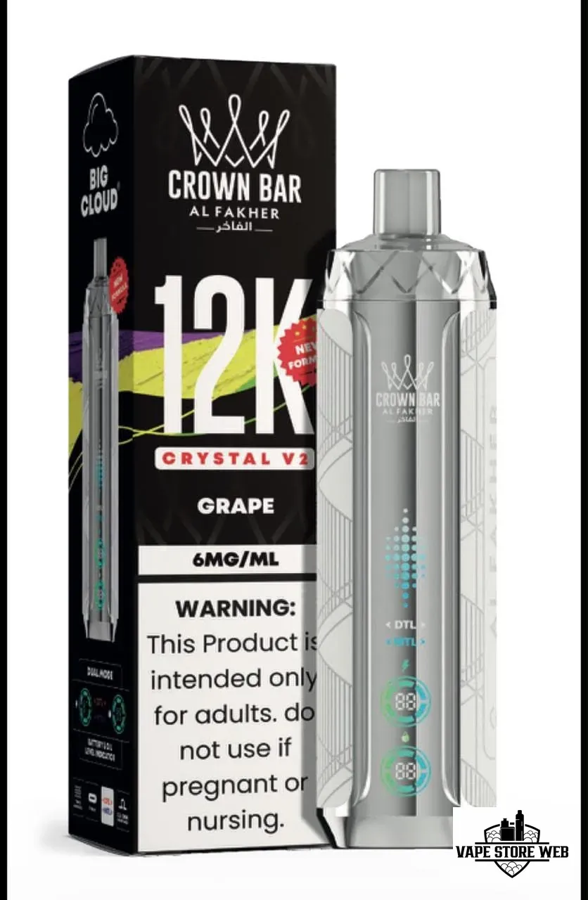 Al Fakher Crown Bar 12K Crystal V2 Disposable Vape 12000 Puffs in UAE 12 al-fakher-crown-bar-12k-crystal-v2-disposable-vape-12000-puffs-in-uae-grape.
