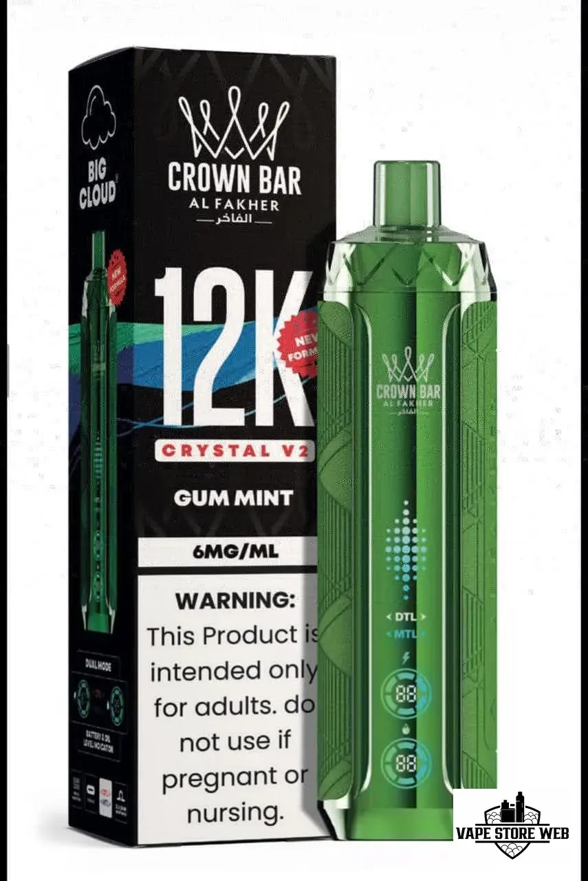 Al Fakher Crown Bar 12K Crystal V2 Disposable Vape 12000 Puffs in UAE 10 al-fakher-crown-bar-12k-crystal-v2-disposable-vape-12000-puffs-in-uae-gum-mint.
