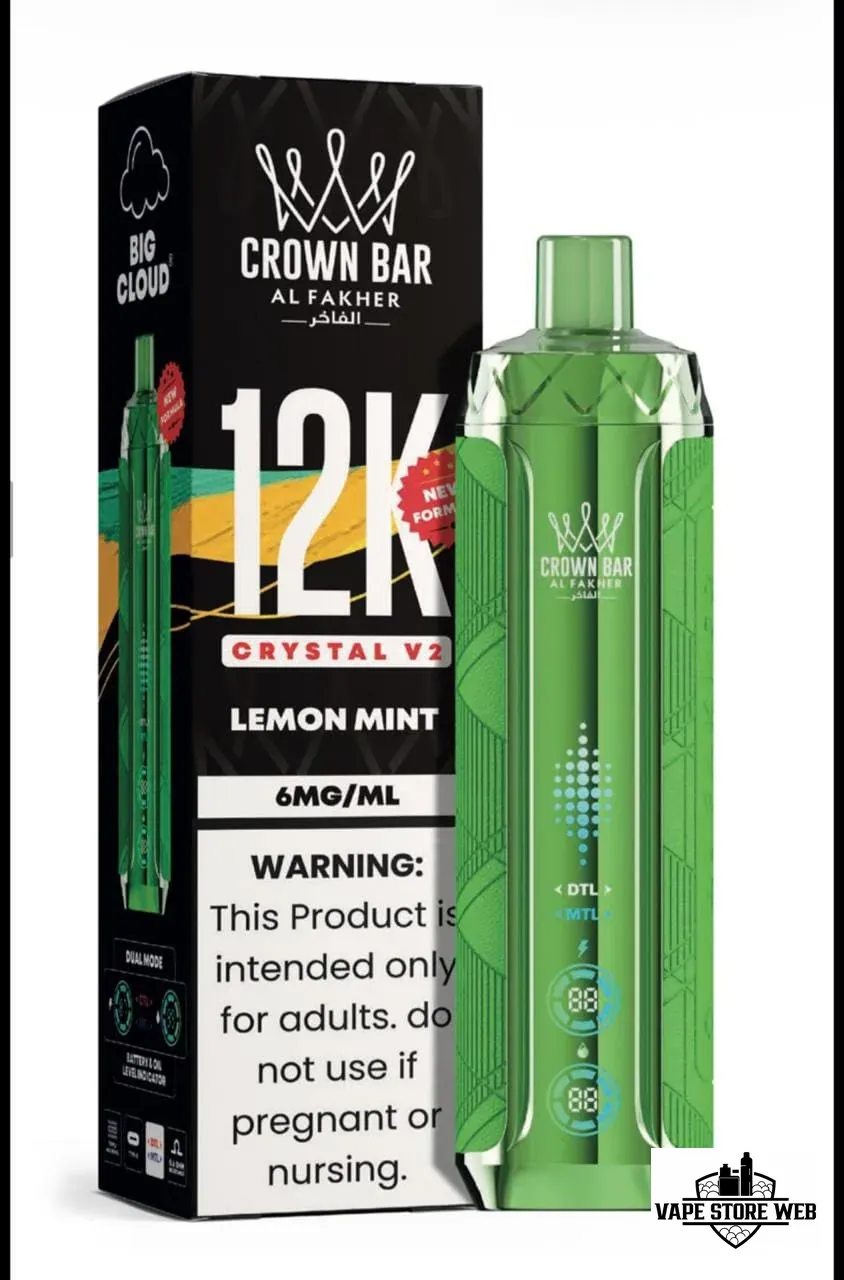 Al Fakher Crown Bar 12K Crystal V2 Disposable Vape 12000 Puffs in UAE 9 al-fakher-crown-bar-12k-crystal-v2-disposable-vape-12000-puffs-in-uae-lemon-mint