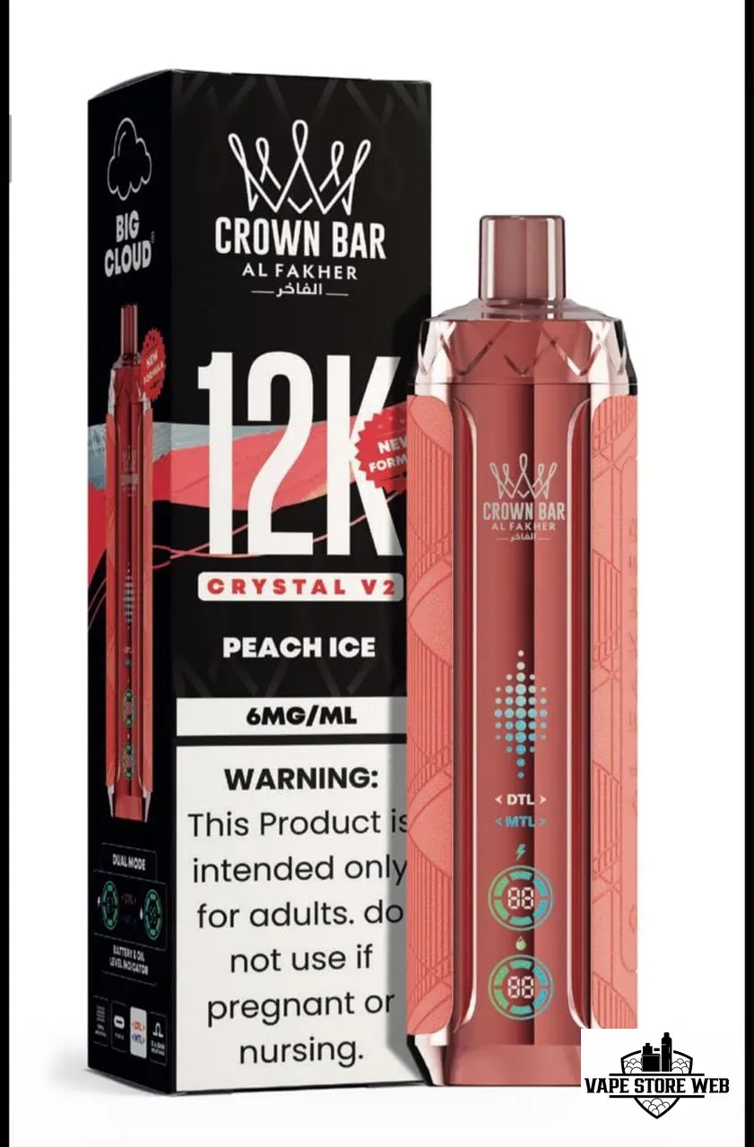 Al Fakher Crown Bar 12K Crystal V2 Disposable Vape 12000 Puffs in UAE 4 al-fakher-crown-bar-12k-crystal-v2-disposable-vape-12000-puffs-in-uae-peach-ice