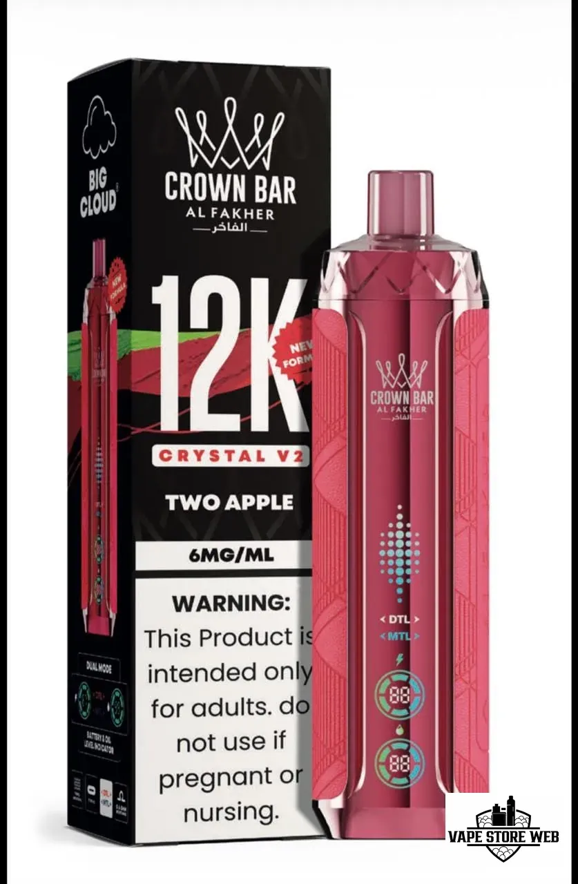 Al Fakher Crown Bar 12K Crystal V2 Disposable Vape 12000 Puffs in UAE 2 al-fakher-crown-bar-12k-crystal-v2-disposable-vape-12000-puffs-in-uae-two-apple