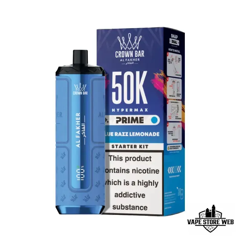 Al Fakher Hypermax Prime 50K Puffs prefilled kit, Blue Razz Lemonade flavour